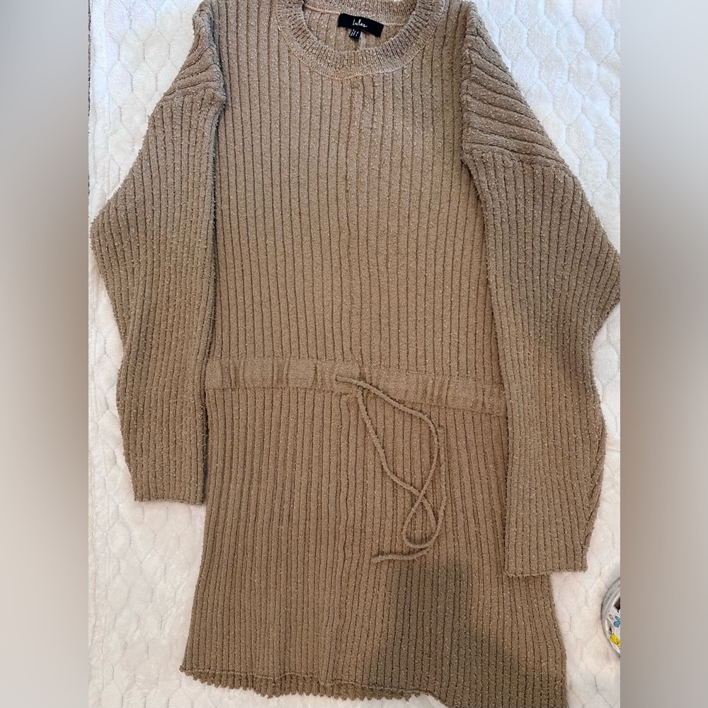 Lulu's Brown Knit Ribbed Sweater Mini Dress